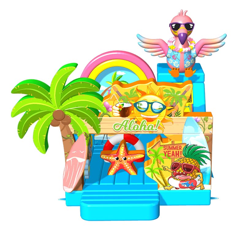 Flamingo Aloha Tropical Inflatable Combo Bounce House with Slide